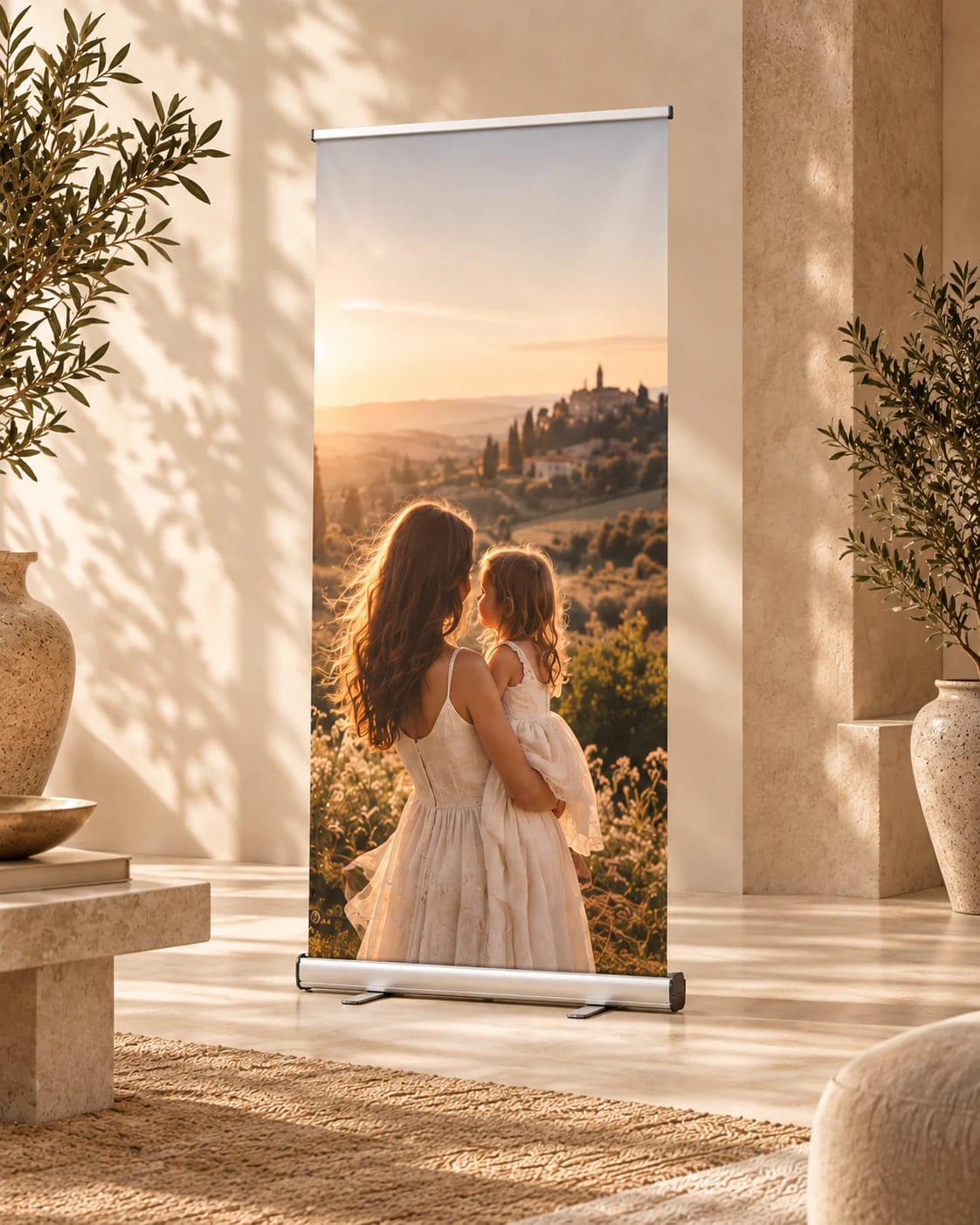 Roll-up fotografic vertical pregătit pentru un eveniment