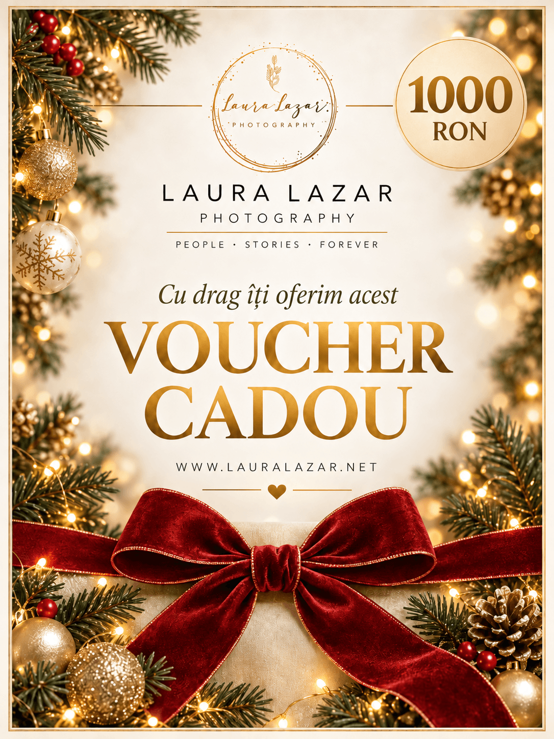 Voucher de Crăciun Laura Lazar Photography — 1000 RON